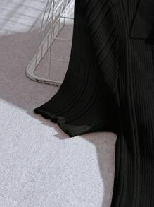 Franclia Váy dệt kim Maxi tay ngắn màu trơn thanh lịch dành cho nữ, Quần áo len dệt kim mùa hè cho trường đại học - màu đen - Xem 4