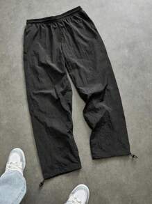 Manfinity Sport Corelite 2pcs/Set Men Graphic Print Short Sleeve Top And Drawstring Waist Long Pants Sport Suit Workout Clothes Running Sets, Black Athletic Set, Gym Outfit Men, Gym Clothes Long, Gym Attire Workout Set Gym Top Fall Breathable - Black - View 2