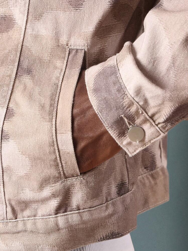 Cropped Trucker Jacket With Camouflage Pattern