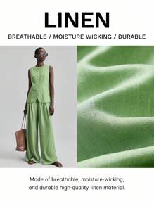 Ontre Women's 2025 New Autumn Fashion 2000s Retro Style Countryside Outfit, Office Lady Business Casual Suit With Sleeveless Jacket & Pants For Dates, Outings, Parties, Airports - Green - View 1