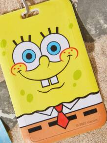 SpongeBob SquarePants | SHEIN 1 pieza Tarjetero con diseño de dibujos animados con cordón, puede sostener 2 tarjetas - Amarillo - Ver 5