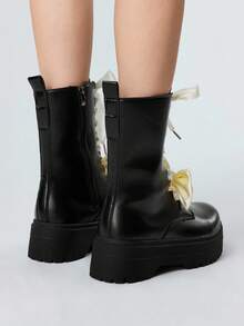 Dola Lovely 女士暗黑朋克摇滚哥特式系带机车靴、厚底踝靴和短靴 - 黑色 - 查看 5