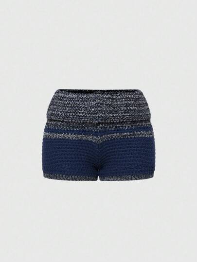 Hippie Pantalones cortos de punto de talle bajo con bordado de sol y luna estilo hippie bohemio para mujer