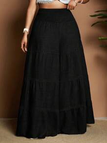 Maweii Plus Size Casual Solid Color Wide Leg Pants Fall Cloth For Women - Black - View 5