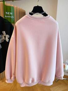 SHEIN Women's Casual Floral Decor Crew Neck Long Sleeve Sweatshirt Pullover Fall