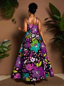 Maweii Vestido largo bohemio con tirantes, cuello en V y estampado colorido para mujer talla grande, nuevo diseño para vacaciones de primavera/verano