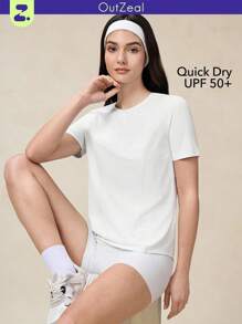 OutZeal 女式速干凉爽触感弧形下摆短袖T恤健身徒步健身