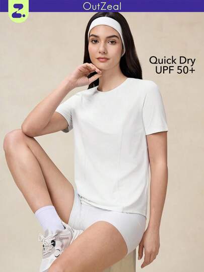 OutZeal 女式速干凉爽触感弧形下摆短袖T恤健身徒步健身