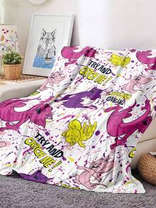 TOM & JERRY X SHEIN Manta de franela con estampado de dibujos animados - Manta de terciopelo coral ultra suave, manta de felpa lujosa para sofá, cama y oficina, regalo cómodo lavable a máquina, adecuado para adultos. - Rosa Pálido - Ver 4