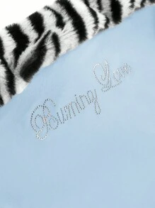 ROMWE J-Fashion Shibuya Subculture 兔毛斑马纹拼布针织修身短款女上衣