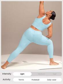 GLOWMODE FeatherFit™ U 领 U 背短款运动文胸背心低冲击瑜伽日常可拆卸罩杯 - 水藍色 - 查看 6