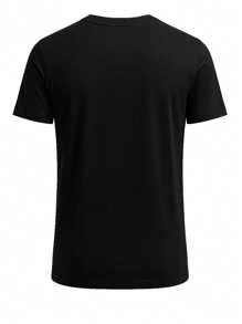 Hugo Boss Men's Letter Print Round Neck Short Sleeve Casual Versatile T-Shirt - 001 Black - View 5