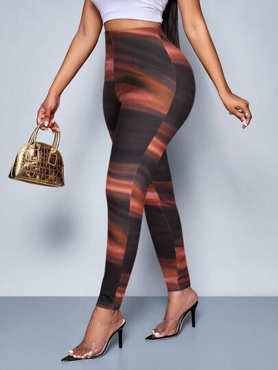 SOLERSUN 女士休闲全身印花紧身打底裤，适合室内外穿着、日常通勤、运动、冬季服装、秋季（随机印花）