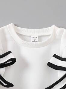 Elladie kids Conjunto de 2 piezas de sudadera de manga larga con decoración de lazo y pantalones para niña joven, atuendo de vuelta al colegio para niñas jóvenes, ropa escolar de otoño e invierno, conjuntos de atuendo de otoño para niña - Multicolor - Ver 5