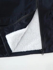 Tween Boys' Casual Street Style 3D Pocket Fleece Hoodie Jacket, Suitable For School And Outings Fall Winter - Black - View 8