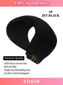HQ Clip In Hair Extensions Real Human Hair, 120g 7pcs Clip In Hair Extensions, Jet Black #1 Hum Clip Ins Hair Extensions