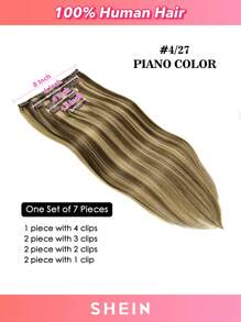 HQ 夹式接发真人发，120 克 7 件夹式接发，巧克力棕色夹式接发 - SP4/27 - 查看 2