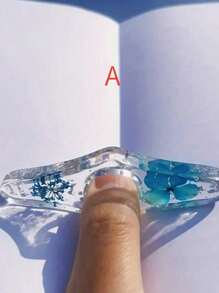 1 件树脂环氧压花书签，创意阅读配件，书立，拇指书支架，书架返校 - 多色 - 查看 14