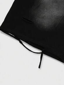 ROMWE MEN Casual Pantalones cortos deportivos con estampado de caballo vintage y desgastado, aptos para uso diario en primavera/verano - Negro - Ver 3