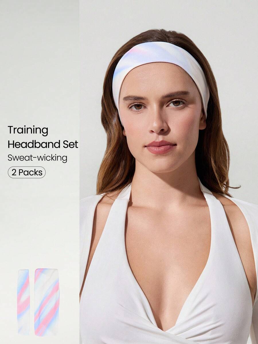 GLOWMODE FeatherFit™ Bộ 2 băng đô mềm mại co giãn nhuộm màu pastel dành cho phòng tập thể dục, phòng thu, du lịch, kỳ nghỉ, trang phục thể thao hàng ngày - Nhiều màu - Xem 1