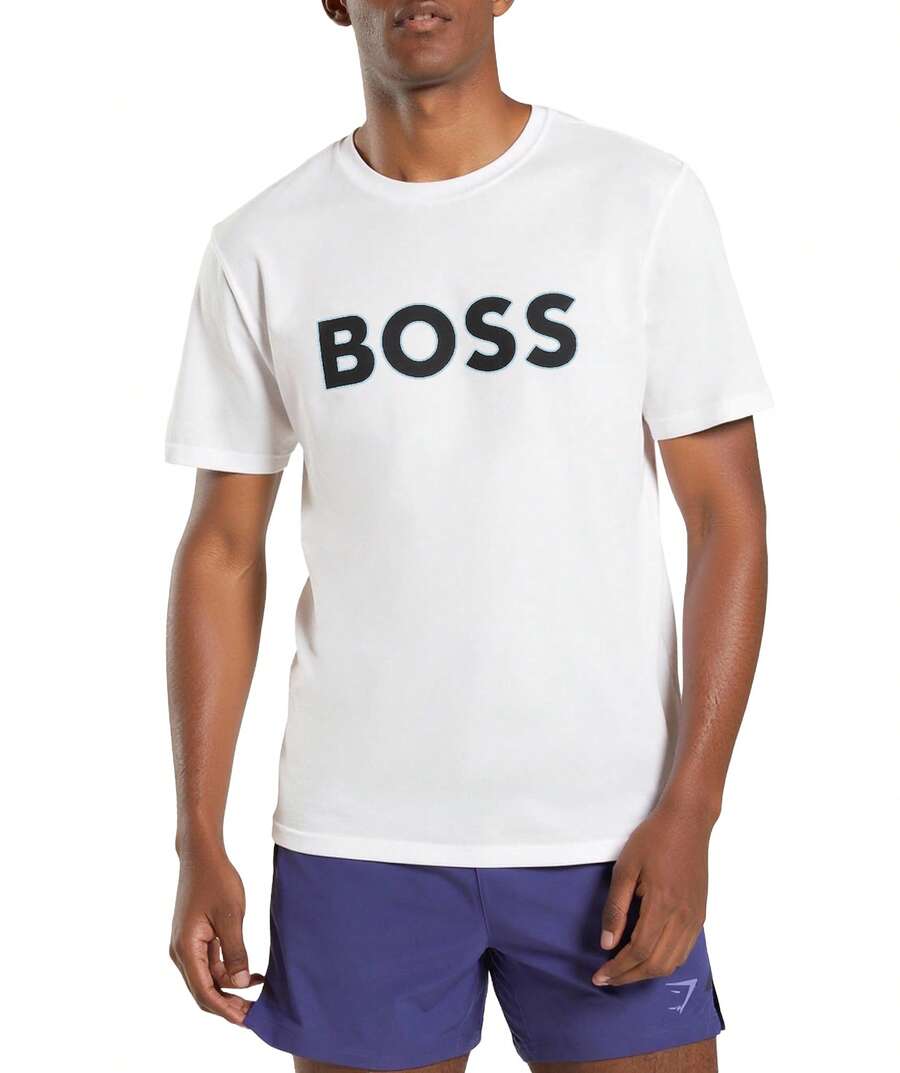 Hugo Boss Áo thun nam cổ tròn tay ngắn mùa hè đa năng thường ngày - 100 Trắng - Xem 1