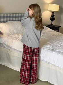 Hapijoa 青少年女孩休闲家居服睡衣，秋季 - 灰色 - 查看 4