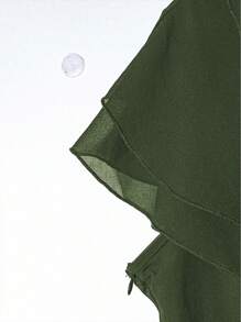 GlowEve Blusa casual da donna con orlo a volant e colore unito - Verde militare - Visualizzare 5