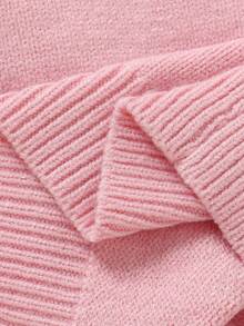 SHEIN Young Girls Casual Cute Pink Fairy Autumn Ruffled Knit Cardigan&Knit Pants Set,Soft Comfortable Outfit For Daily,Outdoor,Travel,Vacation,Fall Winter - Pink - View 6