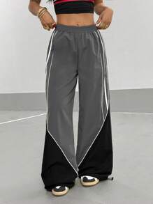 StreetHx Women's Streetwear Casual Contrast Color Straight Leg Pants Fall Cloth For Women