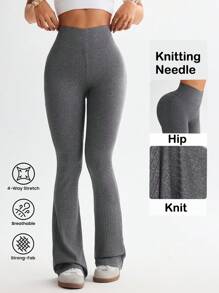 Easithlete Romantic Life Casual Fashion All-Match Sexy Flared Leggings, Skinny Waist Tight Fit Yoga Pants, Slim Leg Lifting Booty, Versatile High Waisted Slimming Trousers, Elegant Cute European & American Style