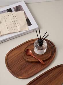 1pc Walnut Tray, Multifunctional Asymmetrical Oval Shape Wooden Tray, Dinner Tray,Necklaces,Ring Dish, Key Bowl,Decorative Plate,Jewelry Trays For Women. For Kitchen, Dining Room, Bedroom, Christmas Gifts - Brown - View 5