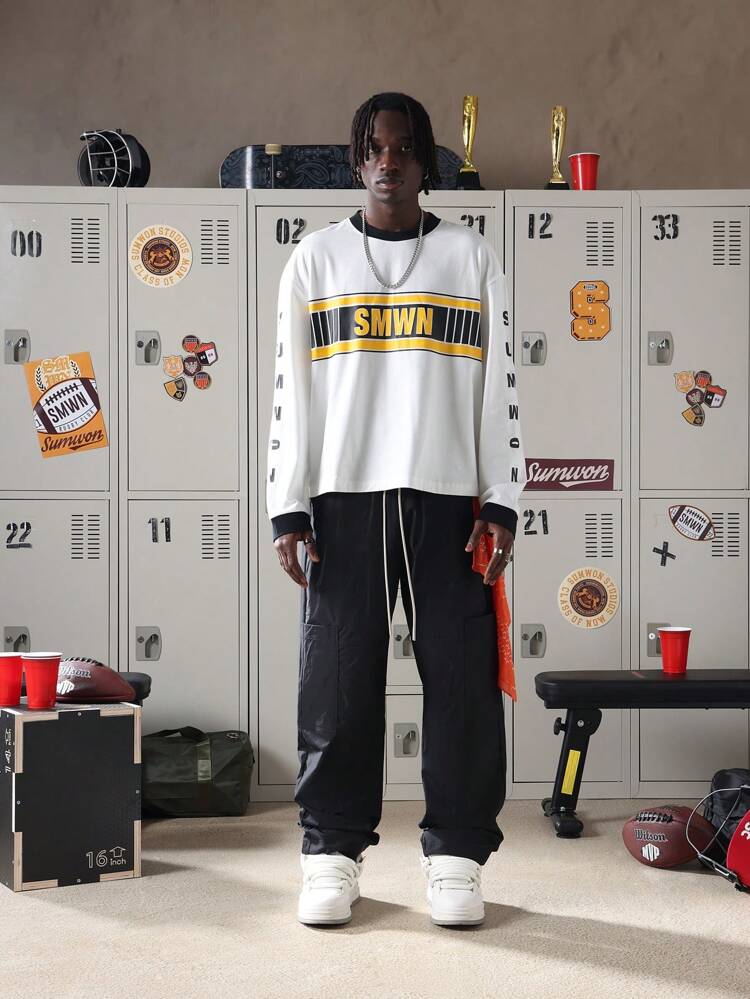 Long Sleeve T-Shirt With Varsity Print Design