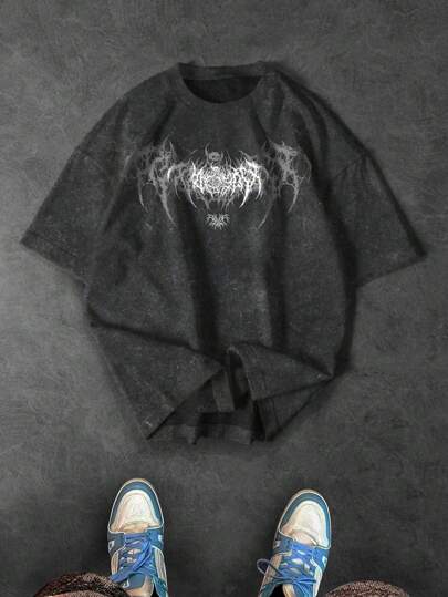 Sport MetroGents T-shirt de sport à col rond à manches courtes avec imprimé crâne pour hommes