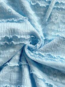 Soleia 全新度假红色针织条纹露背迷你连衣裙 - 淺藍色 - 查看 7