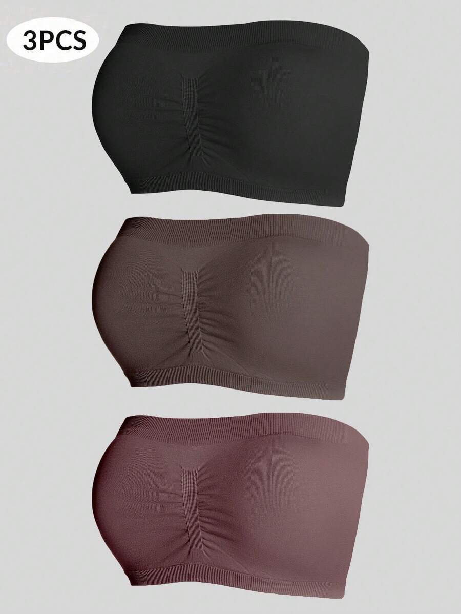 SHEIN 3pcs Set: Seamless Elegant Plus Size Bra & Wireless Bra - Multicolor - View 1