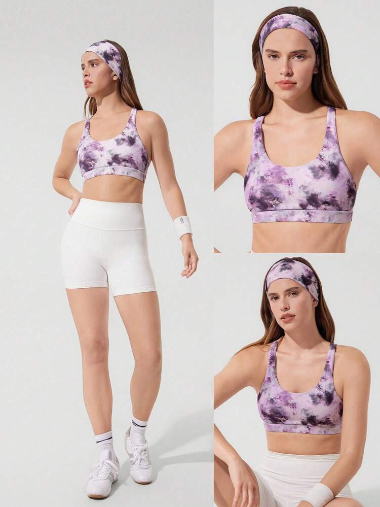 Set di 2 fasce elastiche e morbide con stampa marmo bianco FeatherFit™, adatte per palestra, studio, viaggio, vacanza e uso quotidiano