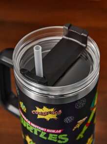 TEENAGE MUTANT NINJA TURTLES | SHEIN 40oz Tumbler With Handle, Insulated Cup, Vacuum Insulated Water Bottle, Stainless Steel Travel Mug, Car Mug - Black - View 5