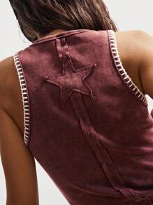 Bohemela Women's Casual Solid Color Knit Sleeveless Crew Neck Fitted Top, Autumn/Winter BOHO - Burgundy - View 7