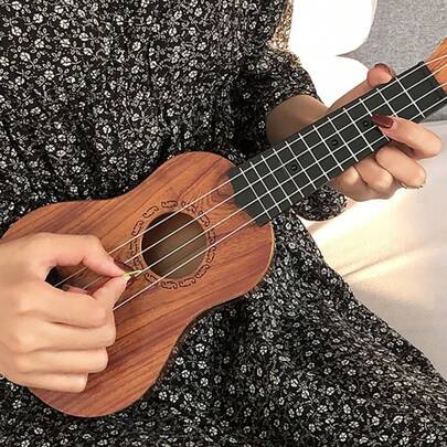 SHEIN Basic living 1PC 35cm Guitar Toy Can Be Used To Play Elementary Instruments With Paddles Simulating Yukrili Music Toys Beginners' Level Guitar Puzzle And Musical Instruments