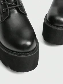 Sugerpunk 女式新款金属链厚底侧拉链时尚8厘米高跟马靴 - 黑色 - 查看 3