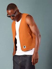 SUMWON Workwear Utility Vest Sleeveless Zip Front Lightweight Outdoor Canvas Waistcoat Construction Carpenter Professional Spring Fall Multipocket Tool Vest - Camel - View 1