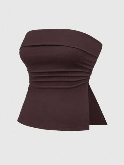 Grunge Punk Plus Size Women's Sexy Versatile Slit Design Tight Fitted Camisole Top