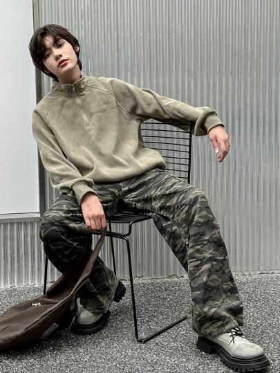 DAZY 春季迷彩多色男士宽松阔腿牛仔裤，带口袋
