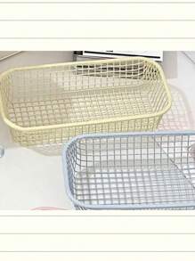 1/2 piezas de cesta de almacenamiento de hierro con estilo Ins de color crema, organizador de escritorio simple para maquillaje, almacenamiento de suministros de oficina, de regreso a la escuela, artículos de boda, decoraciones florales, cosas de casa, mesa, decoraciones para el hogar, organización y almacenamiento del hogar, decoración de habitación, decoración de dormitorio