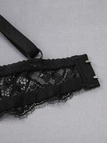 SHEIN 1件蕾丝拼接性感聚拢浪漫无钢圈文胸，适合小胸女性，蕾丝聚拢文胸，半罩杯文胸，内衣文胸 - 彩色 - 查看 5