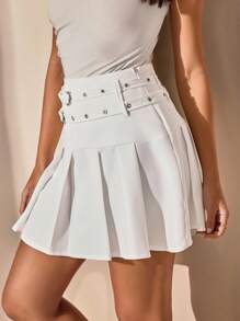 CLARA VERO Women Solid Color Belted Detailed Skirts - White - View 7