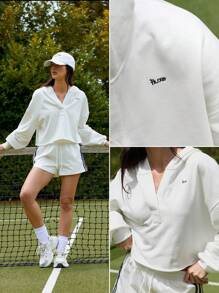 Fluxe 女士休闲纯色针织宽松运动衫 - 白色 - 查看 6