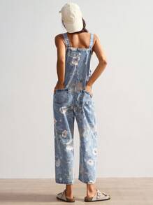 Bohemela 女士休闲宽松度假背带裤 - 藍色 - 查看 7