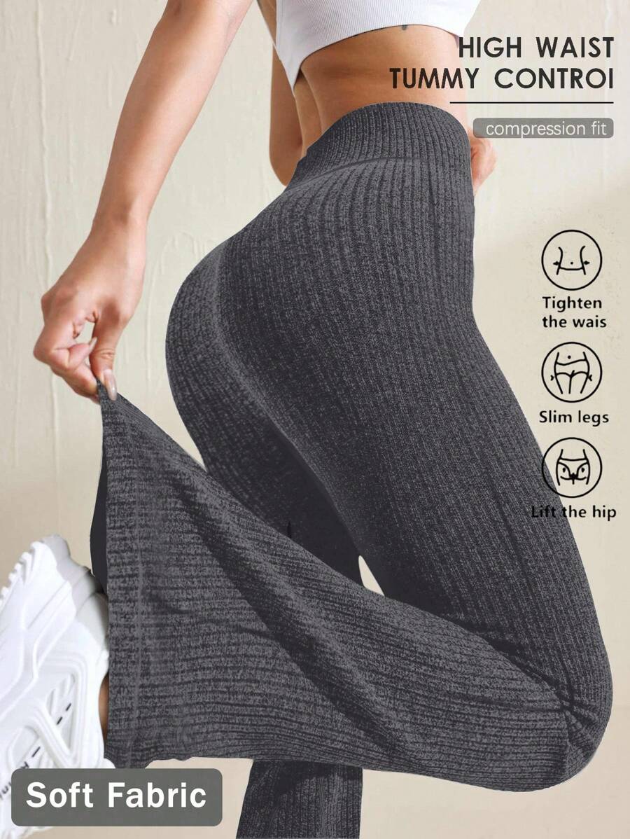 Easithlete Romantic Life Casual Fashion All-Match Sexy Flared Leggings, Skinny Waist Tight Fit Yoga Pants, Slim Leg Lifting Booty, Versatile High Waisted Slimming Trousers, Elegant Cute European & American Style