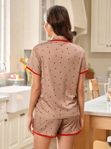 FamilyFrolics 母女款甜心撞色镶边领睡衣套装 - 彩色 - 查看 2